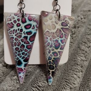 Hand painted wooden earrings